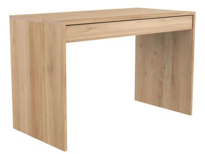 Ethnicraft Wave Schreibtisch aus Eiche mit Schublade, moderner Holz Schreibtisch für Arbeitszimmer.